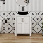 24"White Modern Bathroom Vanity Set with Vessel Sink, Faucet and Storage Cabinet