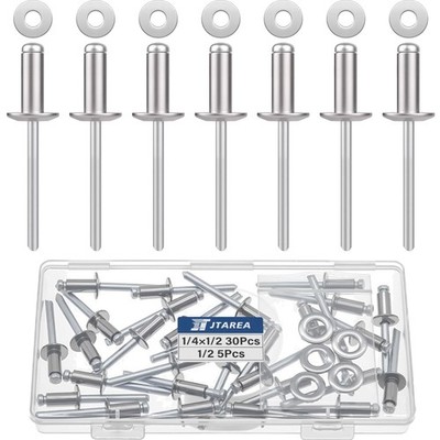 Edelstahl Blindnieten 6,4 x 12,7 mm mit Scheiben Packung 35 Stück