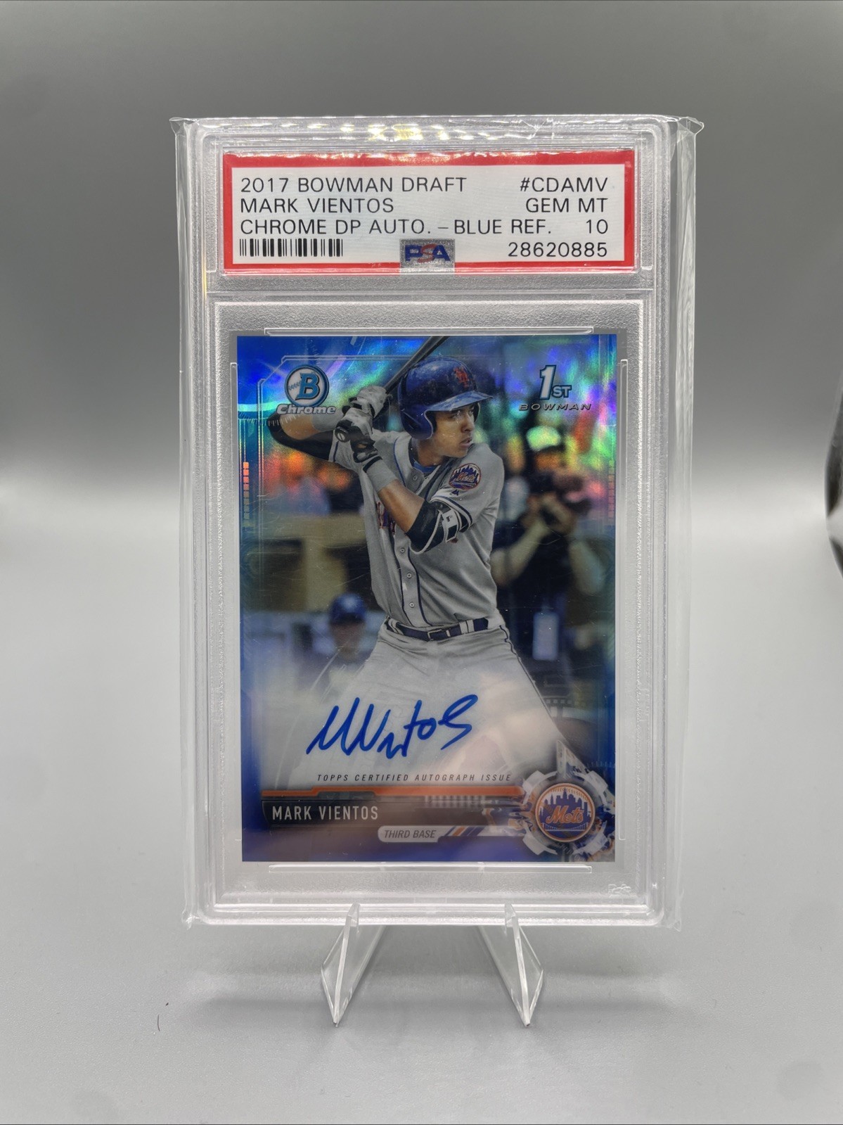 2017 Bowman Chrome DP Blue Refractor Mark Vientos RC Rookie AUTO /150 PSA 10