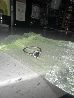 Pandora Timeless Elevated Black Heart Ring - Sterling Silver - Size 7.5