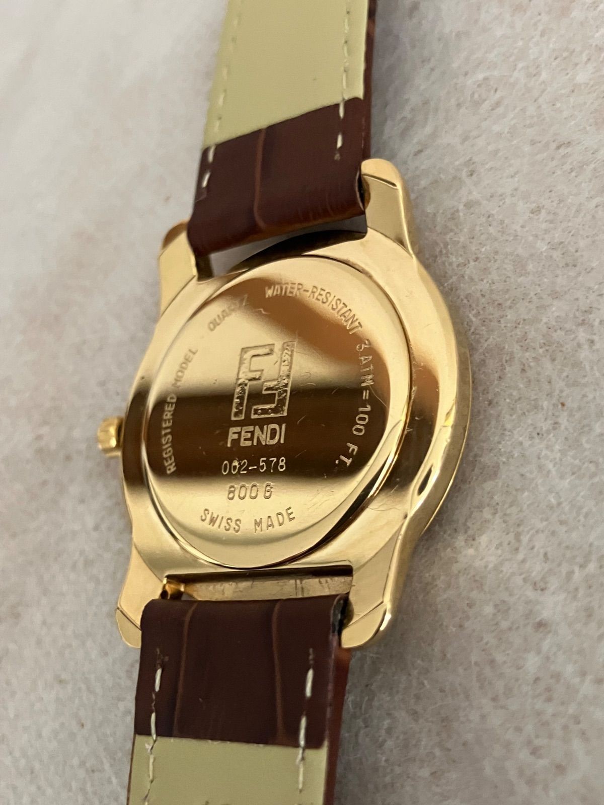 Fendi Gold & Black Quartz Watch 33mm Leather Band New Used From Japan thumbnail 6