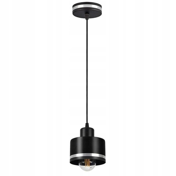 Luxolar Pendelleuchte E27 60W Metalchirmen Schwarz-Chrom Deckenlampe-image