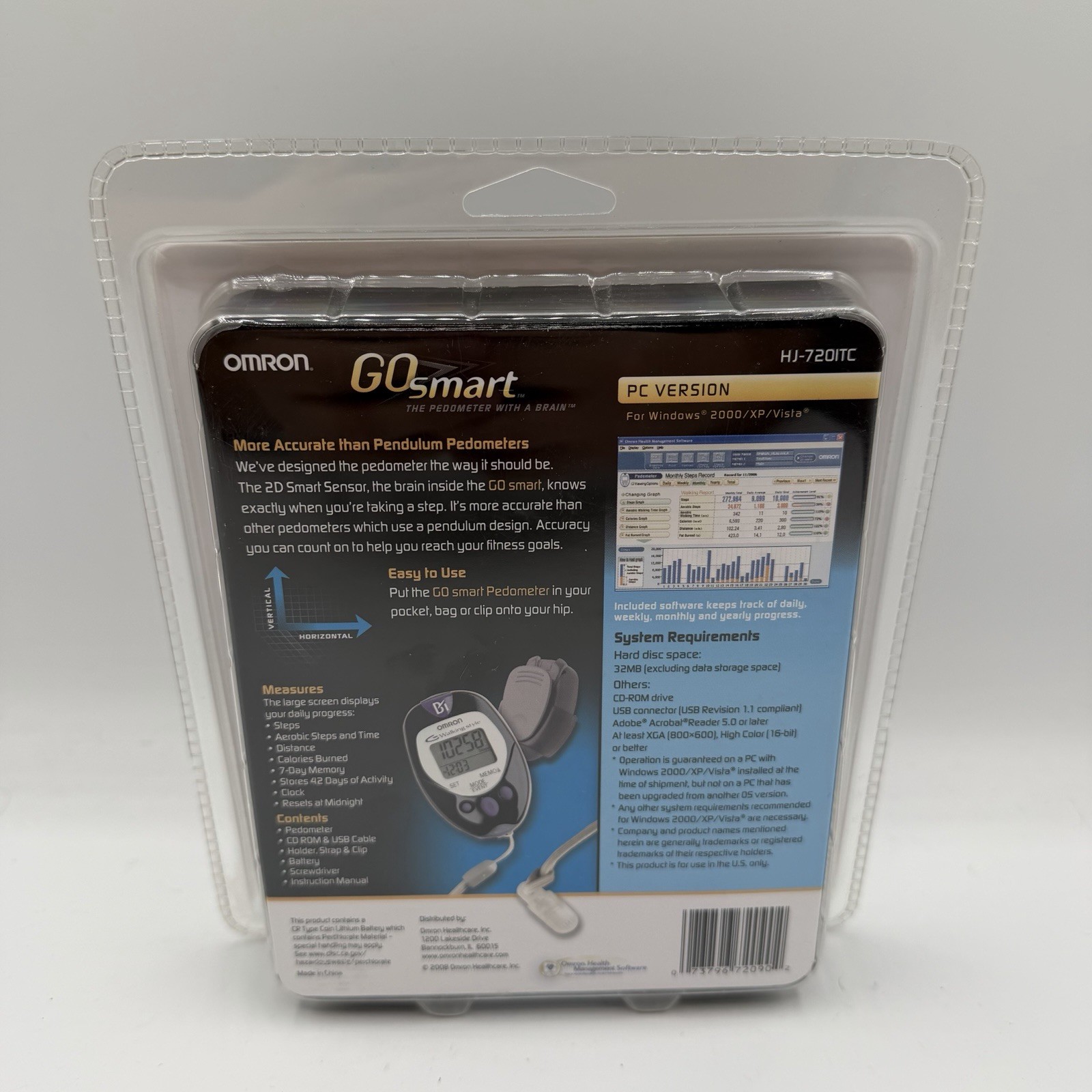 NEW Omron GOsmart HJ-720ITC Dual-Axis Pedometer Sealed 2D Smart Sensor Steps