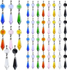 40Pcs Rainbow Colors Crystal Icicle Pendant Chandelier Teardrop Prisms Drops Lam