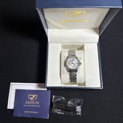JSDUN Luxury Women s Watch Stainless Steel And Gold, Diamond, Champagne Face