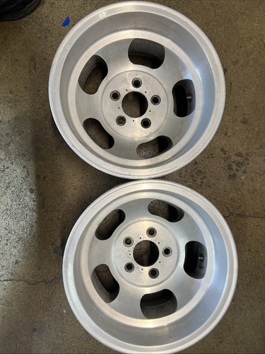 Pair Of 15x8.5 Aluminum Slot Mag Wheels Camaro Chevy Corvette Ansen ...