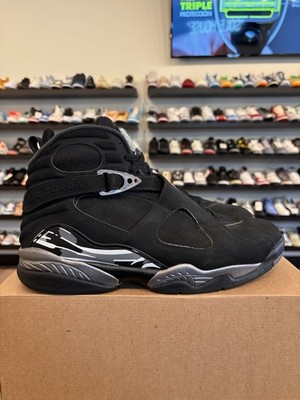Air Jordan 8 Retro Chrome 2015 Size 12 Pre-Owned 305381-003 Black Grey