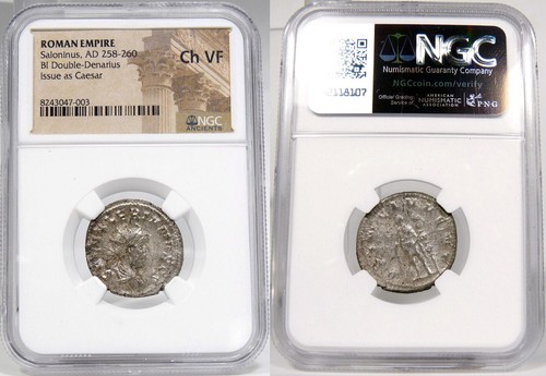SALONINUS as Caesar. NGC Certified Ancient Choice VF. Milan Double Denarius Coin - Picture 2 of 10