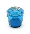 Antique Painted Enamel Blue Glass Jar & Cover Flowers Leaves — photo 1