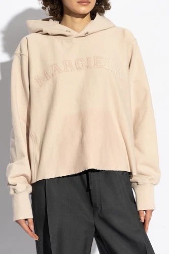Felpa con cappuccio ricamata con logo Maison Margiela