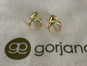 Authentic Gorjana Crescent Moon Gold Plated Turquoise Studs NWOT