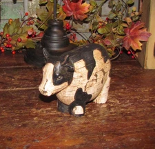 Primitive Resin Rustic Destress Country House Vtg Style Barnyard Dairy Farm Cow