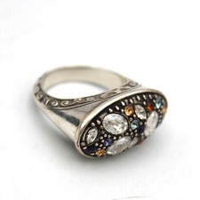 Brighton Crystal Voyage Swarovski Crystals Cocktail Ring Silver Plated