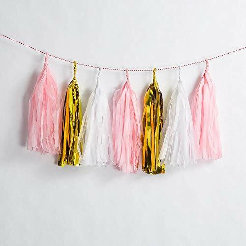 Quasimoon Metallic Pink / Gold Tissue Paper Tassel Garland Kit (15-PACK) by P... - Picture 1 of 5