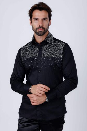 Barabas Men's Rhinestones Pearls Button Down Long Sleeve Shirts 4BR413 - Picture 38 of 105