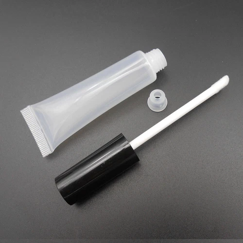 1/5/10/100Pc 15ML Empty Clear lip Gloss Tube Lip Balm Bottle Container Black Cap
