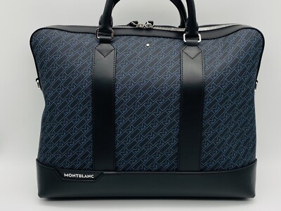 MONTBLANC M_GRAM BLUE BLACK LEATHER DOCUMENT CASE CROSSBODY BAG NEW 100% GENUINE