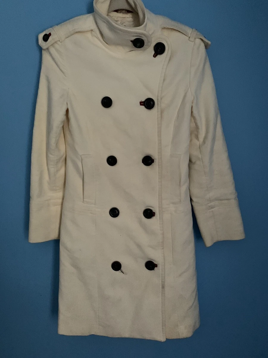 MNG Mango Winter White Coat Size Medium eBay