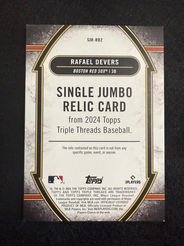 2024 Topps Triple Threads Rafael Devers Jumbo Relic #12/27 SJR-RD2 Red Sox - 第 2/2 張圖片