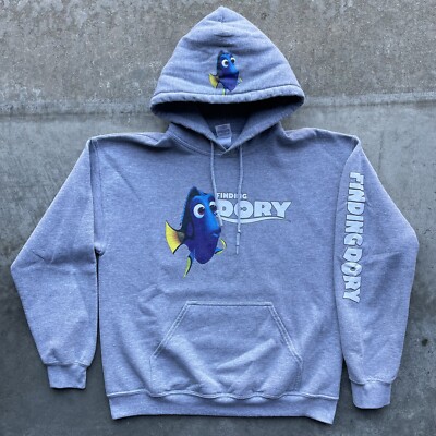 Vintage Finding Dory Hoodie Adult M Gray Disney Pixars Nemo Pullover Movie Promo