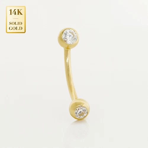 14K Solid Gold Cubic Zirconia Eyebrow Piercing Cartilage Daith Helix Tragus 18G