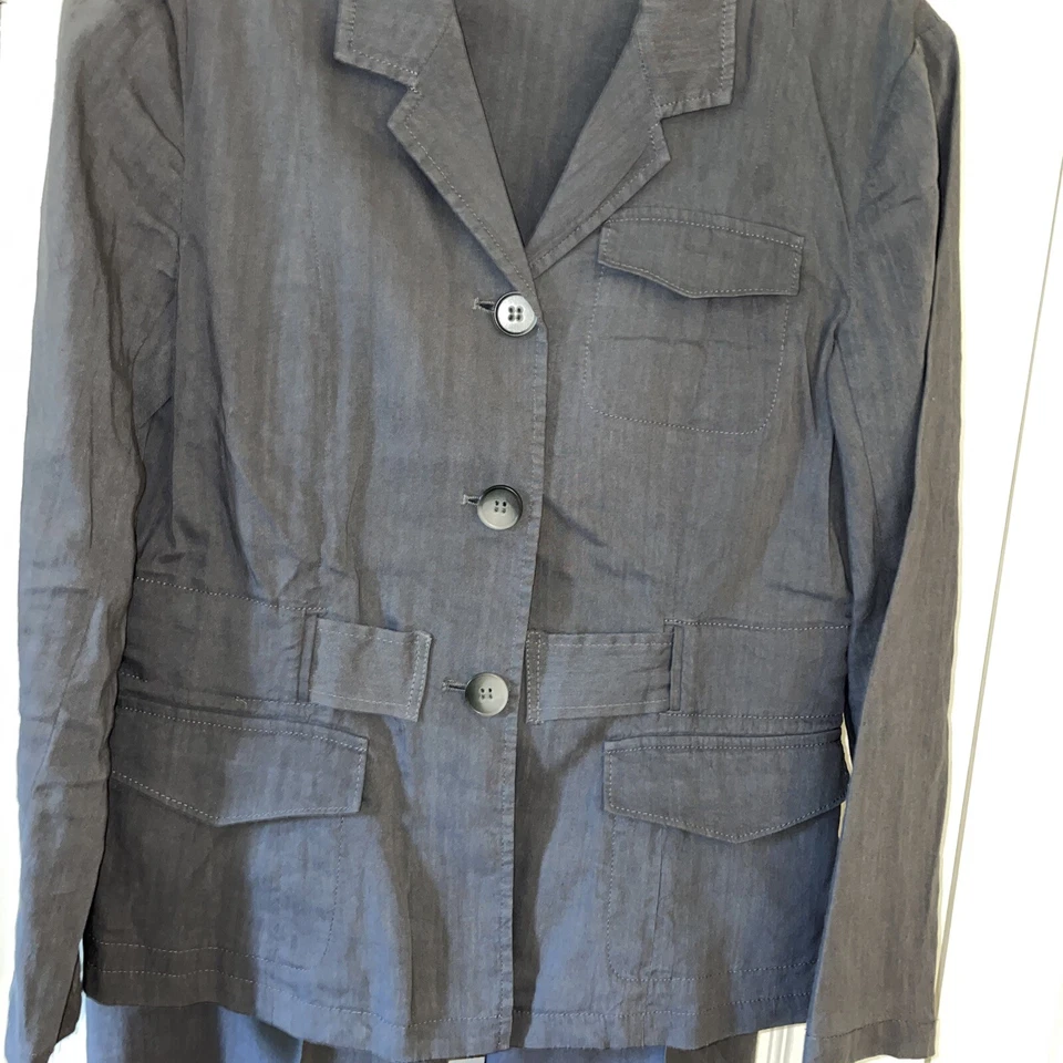 Pantalón Theory Gris Lino Elástico 2 Piezas Talla 6/8 Foto 2 de 4