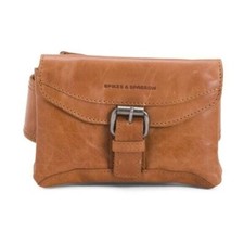 Spikes & Sparrow Leather Front Pocket Big Waist Belt Bag Fanny Pack Tan Nwt New