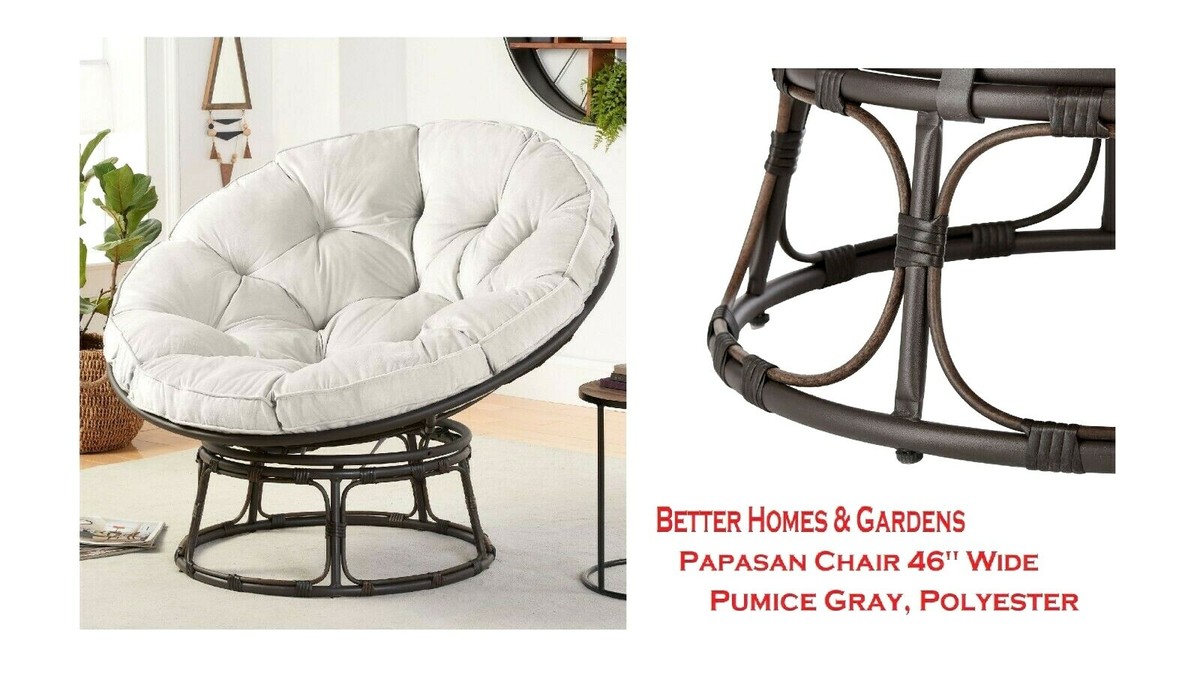 Better Homes Gardens PAPASAN Chair 46 Wide, Pumice Gray, Polyester New