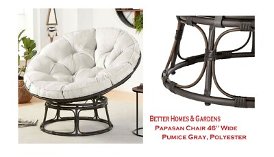 Better Homes Gardens PAPASAN Chair 46 Wide, Pumice Gray, Polyester New 