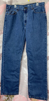 George Men's Regular Fit Mid Wash Straight Leg Denim Blue Jeans Size 36X32 