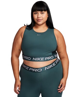 Nike Plus Size Dri-FIT Cropped Tank Top, Deep Jungle/Metallic - Main Image