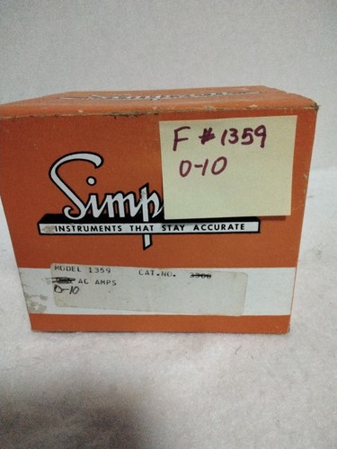 Simpson Model #1359 Panel Meter 0-10 AC Amps Catalog # ??? - Picture 2 of 8