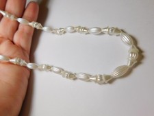 White Textured Plastic Beaded Necklace Vintage 31 Inches