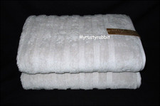 LOFT Light Gray Striped Plush Bath Towel Set ...