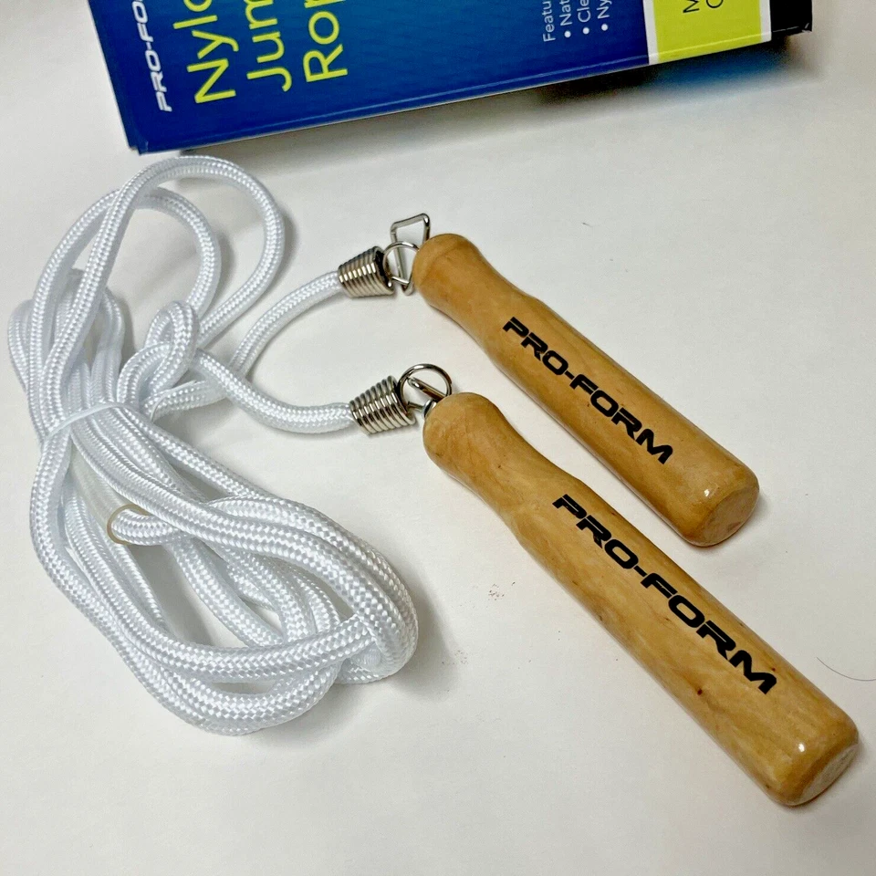 Pro-Form прыжок веревки нейлона шнур деревянные ручки кардио прочный Max калорий сжигать новый в коробке - Изображение 2 из 4