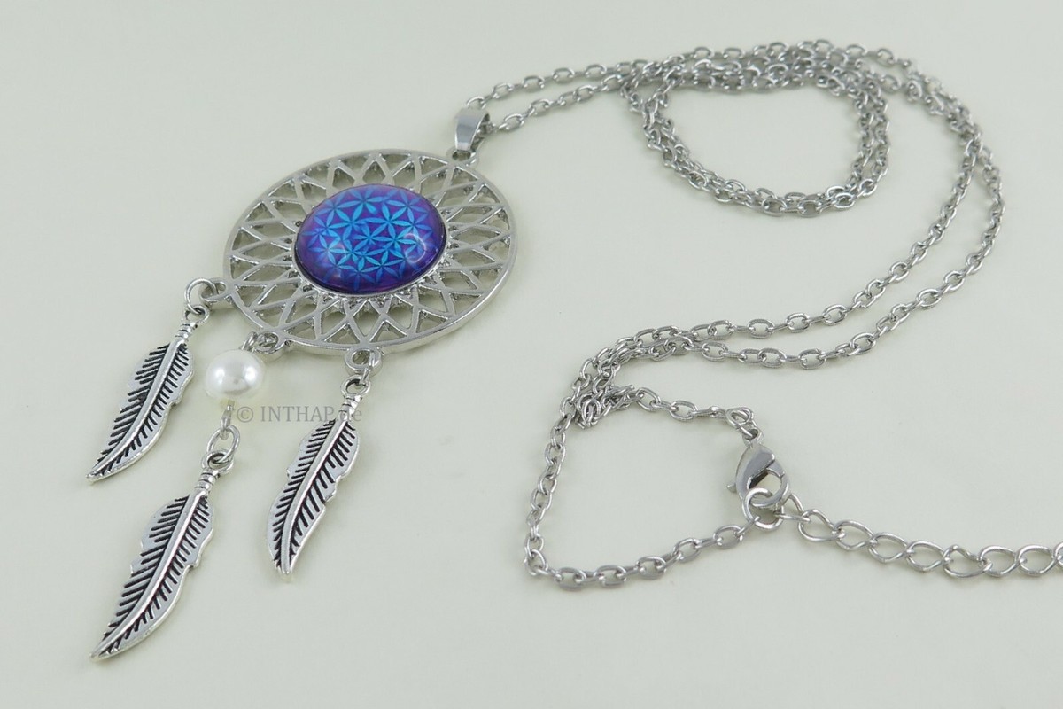 Traumfänger Blume Des Lebens Silber Anhänger