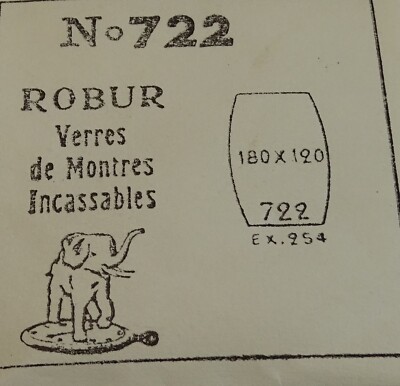 VERRE DE FORME MONTRE RECTANGLE 22.5 X 18 mm BOMBÉ