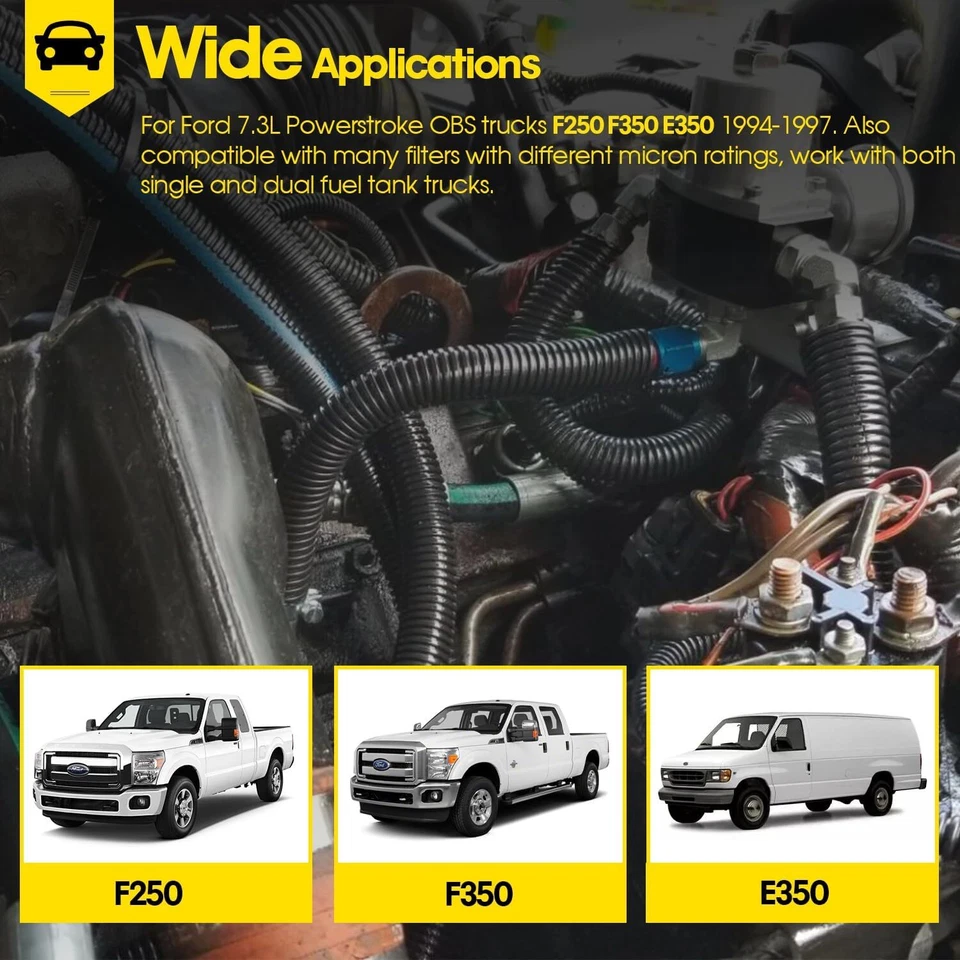 Kit de retorno regulado de tazón de filtro de combustible OBS 3405 para Ford 1994-97 7,3 L F250 F350 Foto 2 de 4