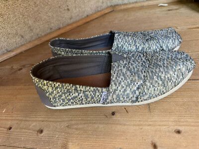 Toms Slipper Ballerinas Mokassins  grau silber weiß Espandrilles Textil 39