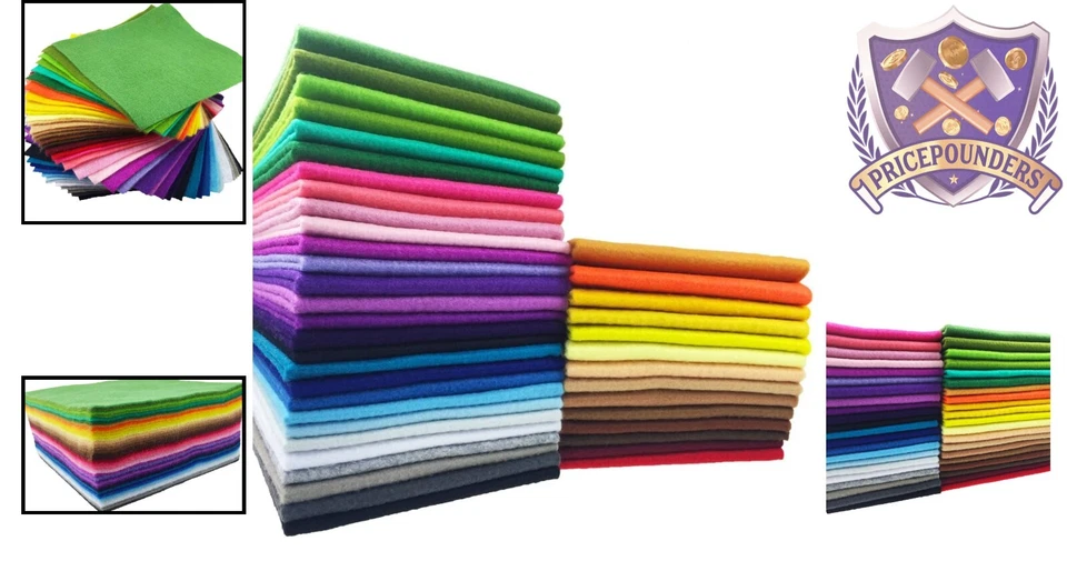 42pcs Felt Fabric Sheets Assorted 10x10in DIY Craft Squares Nonwoven Sewing - Image 2 of 4