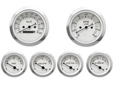Motor Meter Racing Classic White 6 Gauge Set Mechanical Speedometer Kmh C Bar