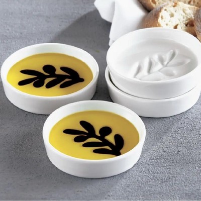 New in Box Jeanne Fitz White Olive Oil Dipping Dishes