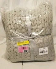 Maysville gray Knitted Throw 50” X 60” Brand New