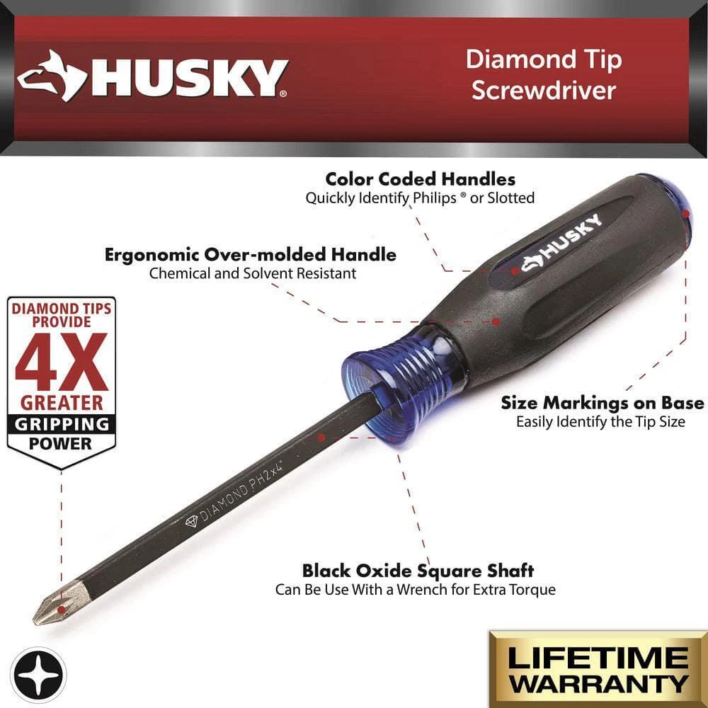 Husky diamond tip magnetic sale screwdriver set h6pcmdtssd