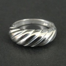 Ring Silver Domed with Line Design Sterling 925 Size 6.25 Ring Band
