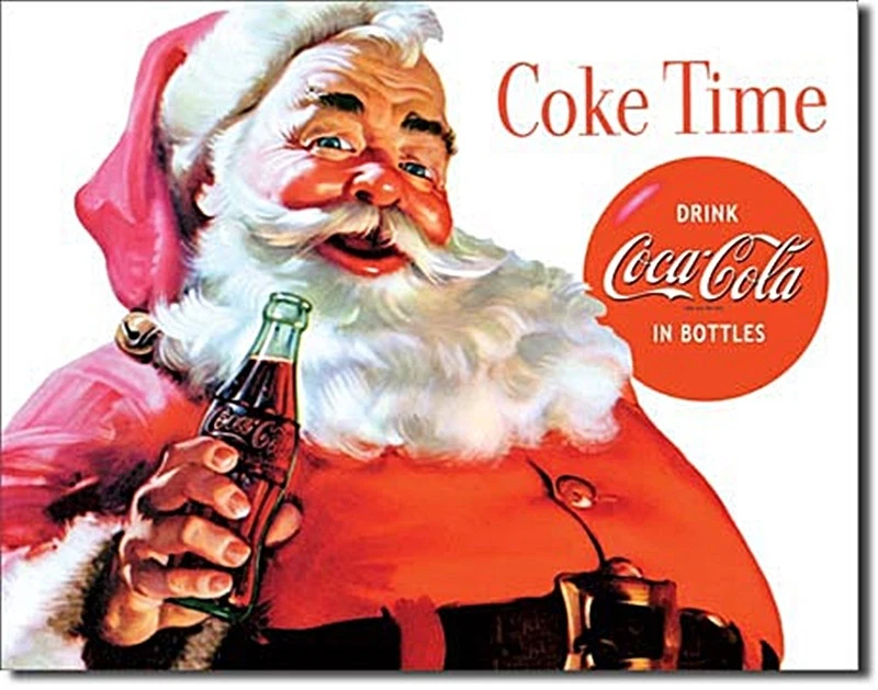 COCA-COLA Coca Cola Santa Claus Coke Time metal sign 400mm x 305mm REDUCED TO CLEAR!!