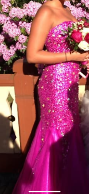 Strapless Embellished Jovani Mermaid Style Prom Dress/Magenta DRESS | eBay