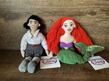 VTG Disney Store Little Mermaid Ariel  Eric Bean Bag Plushes With Tags NICE 