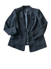 Jones New York Black Textured Knit Lined Blazer Career Casual Open Front Size 4