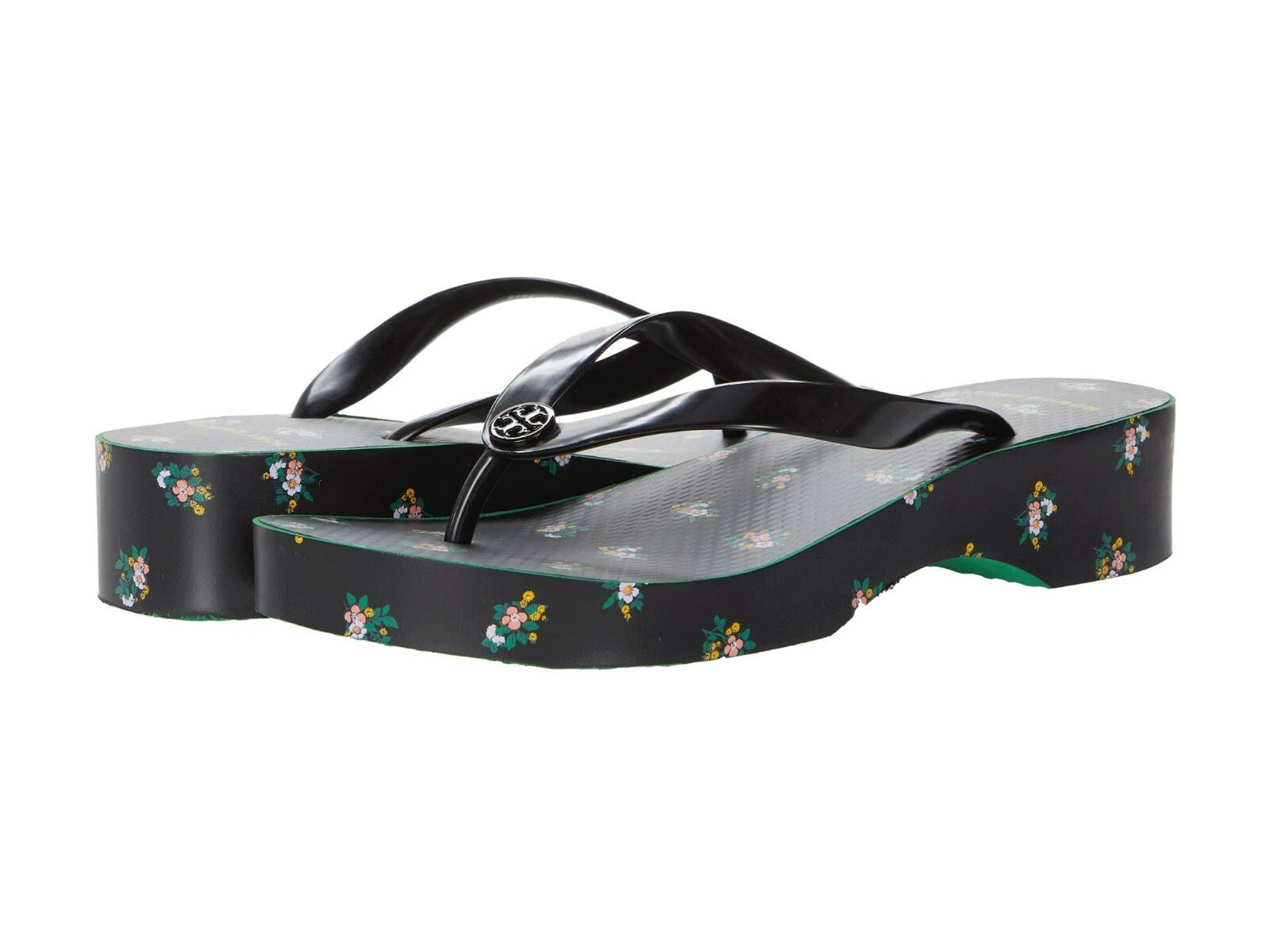 Tory Burch Cutout Black Floral Wedge Flip-Flop Flat Wedges Thongs Sandals  Sz 11 | eBay